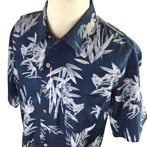 Tommy Bahama NWT 100% Silk Hawaiian Margarita Shirt Tropical XL Hula Girl Bamboo